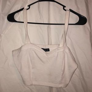 White, sweetheart neck crop top | size: L